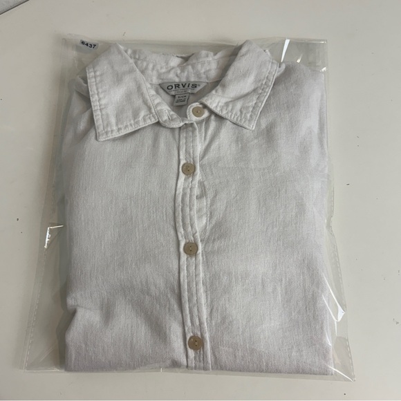 Orvis White Linen Blend Button Down Shirt S - Picture 9 of 9